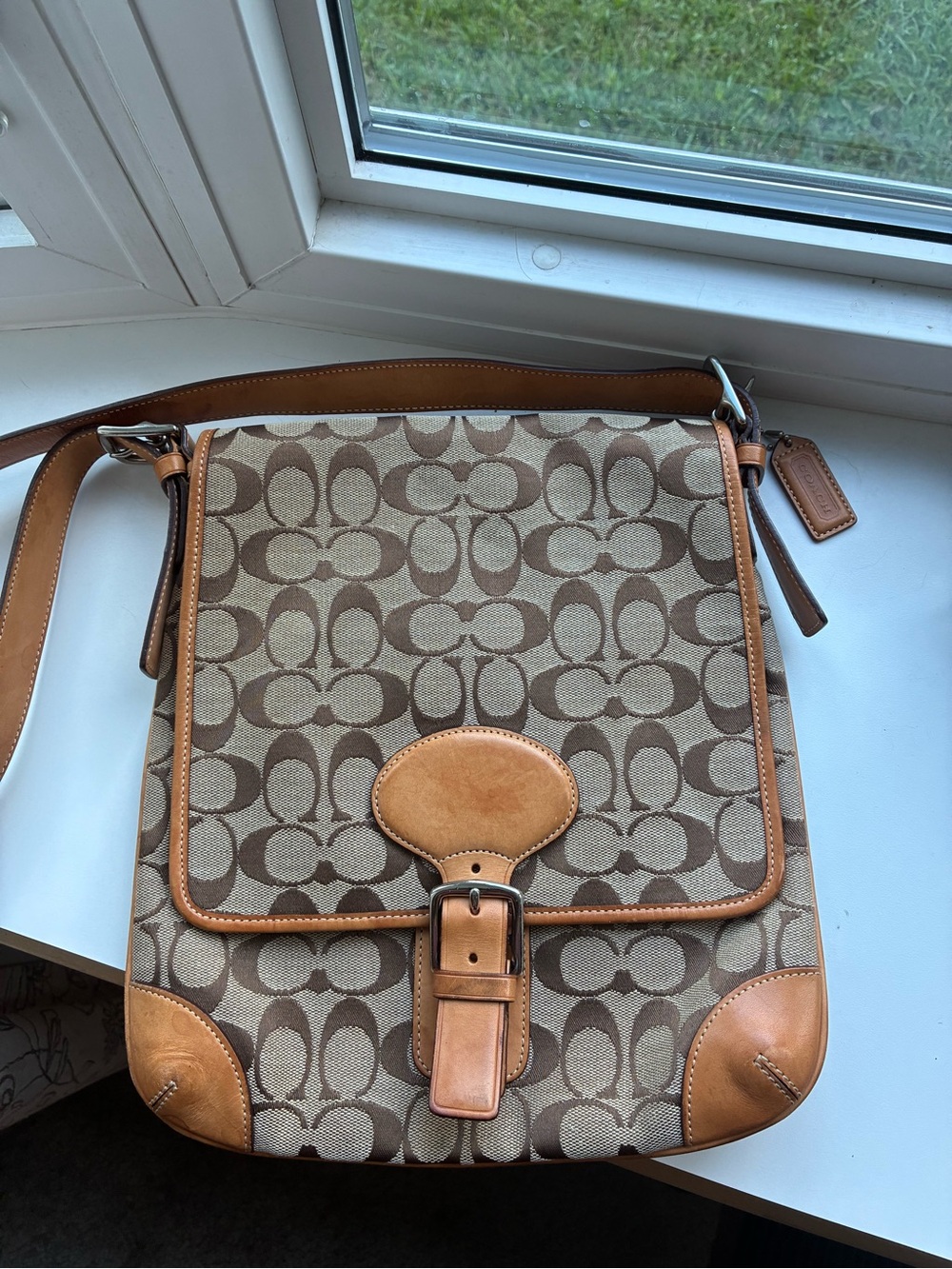 Vintage Y2K Coach Signature Canvas Crossbody Messenger Bag 6078